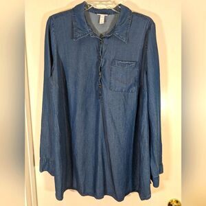 Isabel Maternity Blue Denim Jean Shirt Dress Size Large
